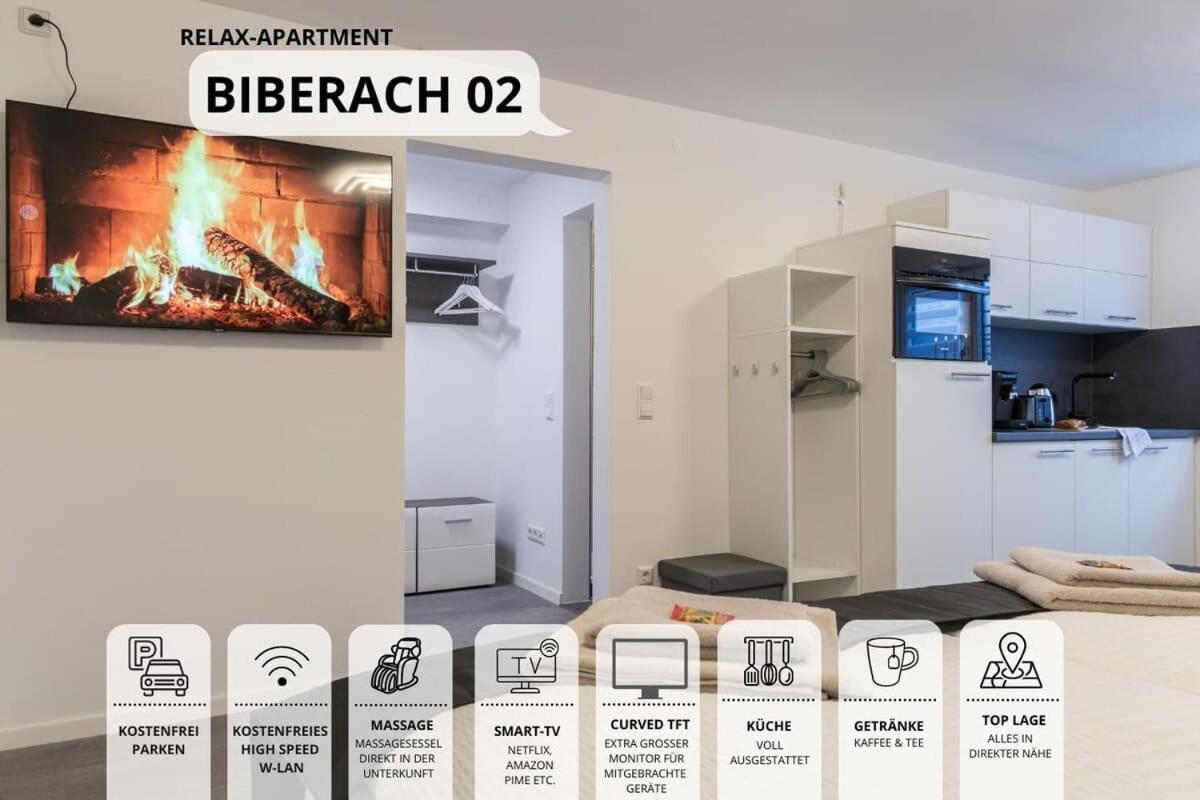 Relaxapartment 2 Massagesessel Smarttv Kueche บีเบอราค อันแดร์ ริสส์ ภายนอก รูปภาพ